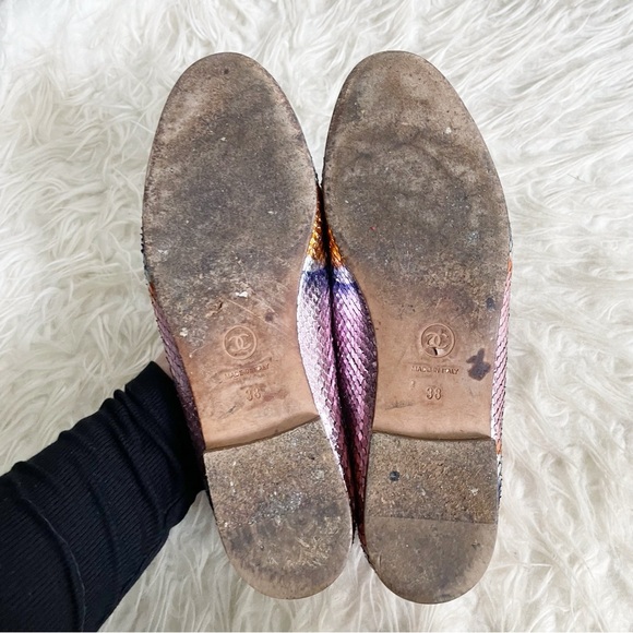 Chanel Interlocking CC Logo Ballet Flat Python Pink Multicolor size 38 - Picture 4 of 12
